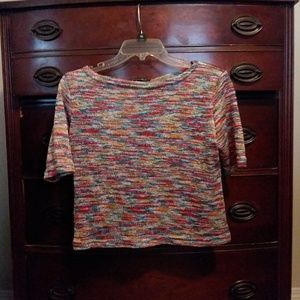 Multicolored Loose Knit Crop Sweater Top